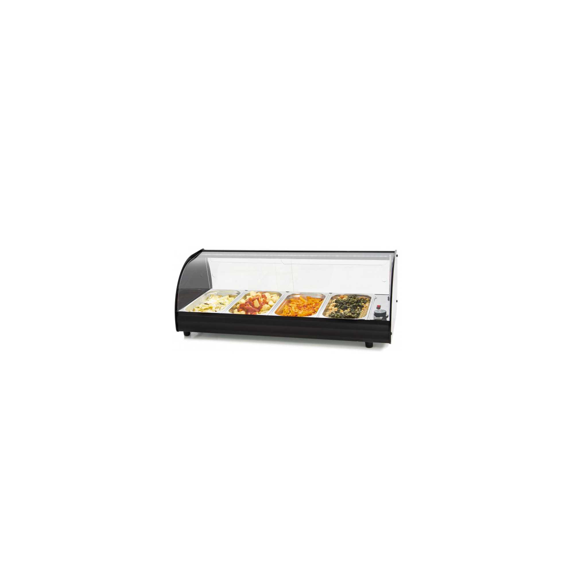 Vitrina calienta tapas superficie curva 4 bandejas GN 1/3 sin LED