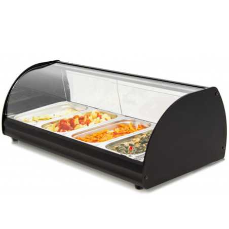 Curved surface lid warmer display case 4 GN 1/3 trays without LED