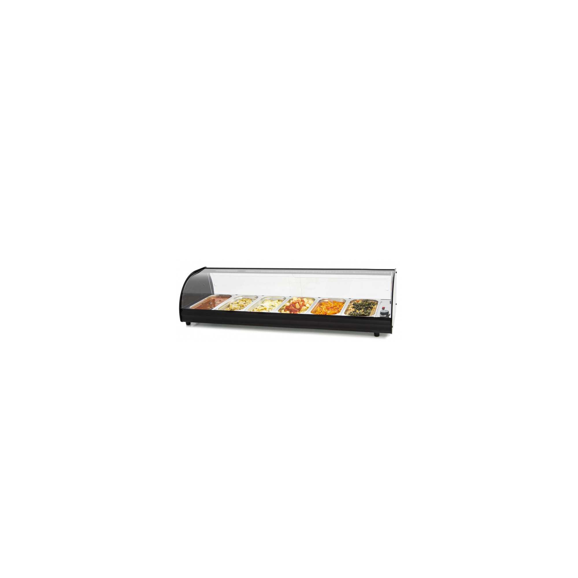 Curved surface lid warmer display case 6 GN 1/3 trays with LED