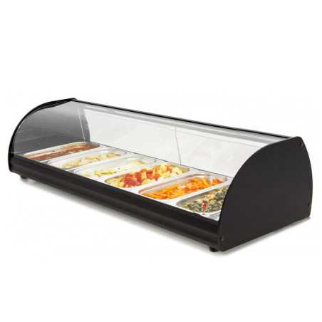 Curved surface lid warmer display case 6 GN 1/3 trays with LED