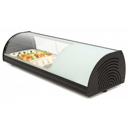Curved surface refrigerated tapas display case 4 GN 1/3 trays
