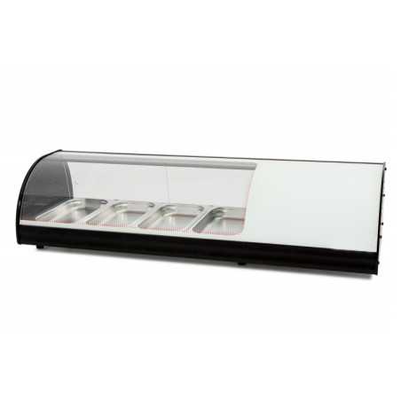 Vitrina de tapes refrigerada superfície corba 4 safates GN 1/3
