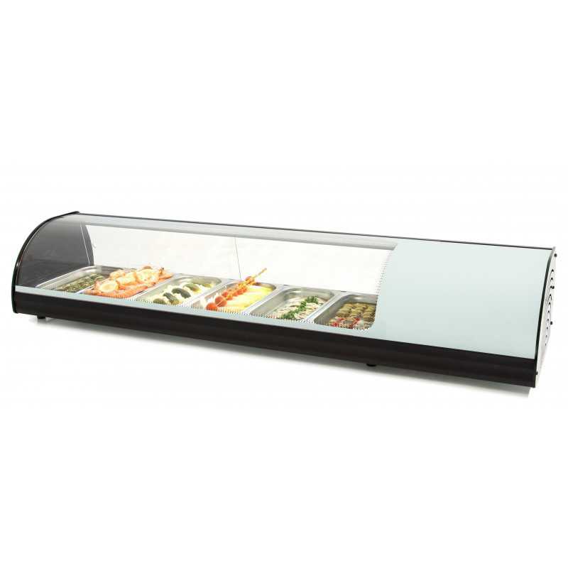 Vitrina de tapas refrigerada superficie curva 6 bandejas GN 1/3