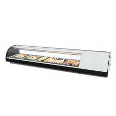 Vitrina de tapas refrigerada superficie curva 8 bandejas GN 1/3 para sushi