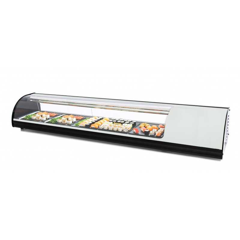 Curved surface refrigerated tapas display case 8 GN 1/3 trays for sushi