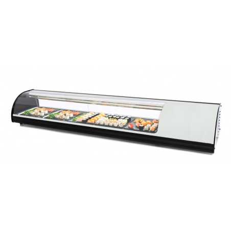 Vitrina de tapes refrigerada superfície corba 8 safates GN 1/3 per a sushi