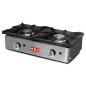 Industrial gas stove with 2 burners for catering. Professional tabletop kitchen for bar and restaurant.