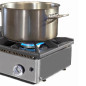 Industrial gas stove with 2 burners for catering. Professional tabletop kitchen for bar and restaurant.