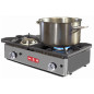 Industrial gas stove with 2 burners for catering. Professional tabletop kitchen for bar and restaurant.