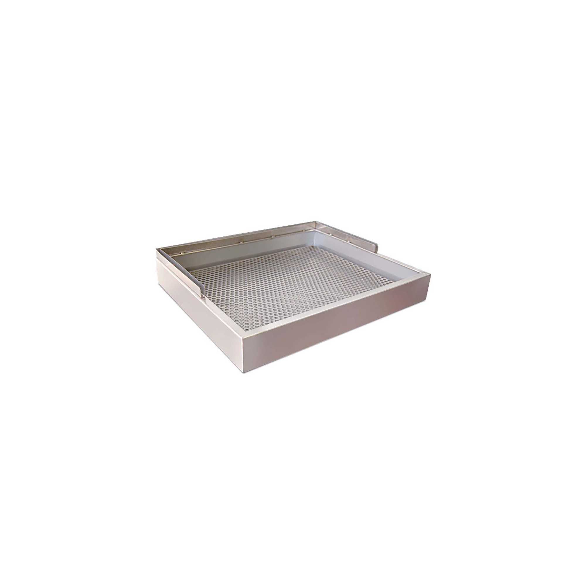 Stainless steel perforated drainer with guides to glaze for churros