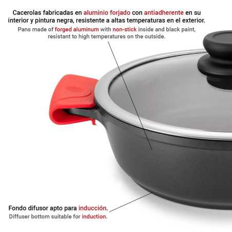 Casserole with lid in forged aluminum