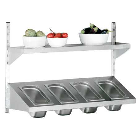 Rayonnages muraux inox réglables à ingrédients