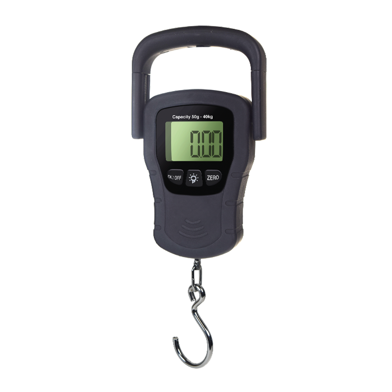 Ganxo pesador petit capacitat 40 kg per a l'equipatge. Bàscula amb ganxo portàtil per a viatges amb cinta mètrica incorporada.