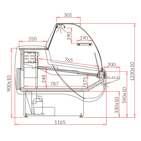 Refrigerated display cabinet curve L