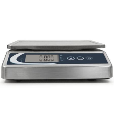 Balança de pes professional de 10 kg i 200x155 mm d'acer inoxidable resistents a l'aigua per a hostaleria.