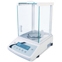 Balanza analítica de alta precisión profesional con capacidad de 220g y ø90mm para laboratorio químico y farmacéutica.