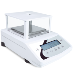 Balanza analítica de alta precisión profesional con capacidad de 1000g y 128x128mm para laboratorio químico y farmacéutica.