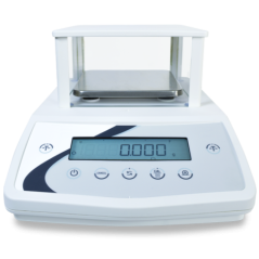 Balanza analítica de alta precisión profesional con capacidad de 1000g y 128x128mm para laboratorio químico y farmacéutica.