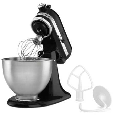 Amasadora profesional KitchenAid 5K45SSEOB negro accesorios, 4.28 litros. Batidora industrial bar, restaurante hostelería.