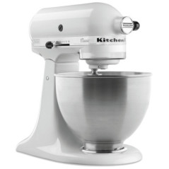 Amasadora profesional KitchenAid 5K45SSEWH blanco accesorios, 4.28 litros. Batidora industrial bar, restaurante hostelería.
