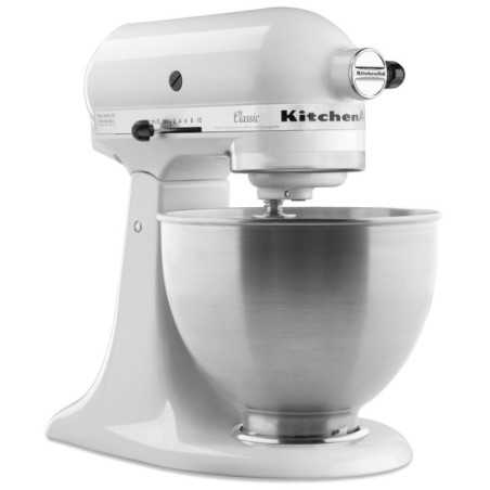 Amasadora profesional KitchenAid 5K45SSEWH blanco accesorios, 4.28 litros. Batidora industrial bar, restaurante hostelería.