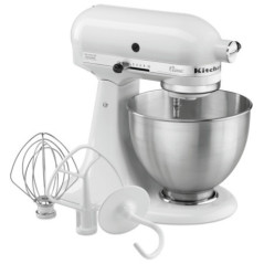 Amasadora profesional KitchenAid 5K45SSEWH blanco accesorios, 4.28 litros. Batidora industrial bar, restaurante hostelería.