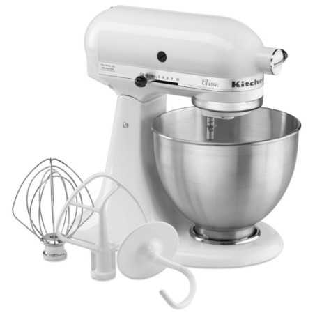 Amasadora profesional KitchenAid 5K45SSEWH blanco accesorios, 4.28 litros. Batidora industrial bar, restaurante hostelería.