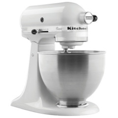Amasadora profesional KitchenAid 5K45SSEWH blanco muchos accesorios, 4.28 litros. Batidora industrial pastelería panadería.
