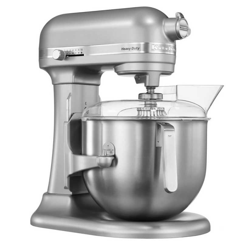 Batteur industriel KitchenAid 5KSM7591X argenté avec accessoires, 6,9 litres, pour les bars et la restauration.