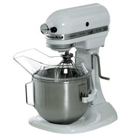 Amasadora profesional KitchenAid 5KPM5EWH blanco accesorios, 4.83 litros. Batidora industrial pastelería panadería.