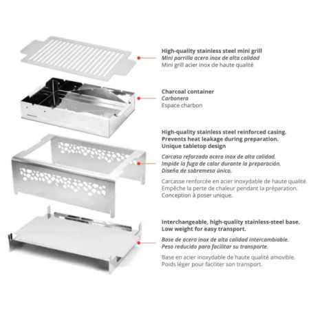 Petit barbecue de table portable professionnel en acier inoxydable