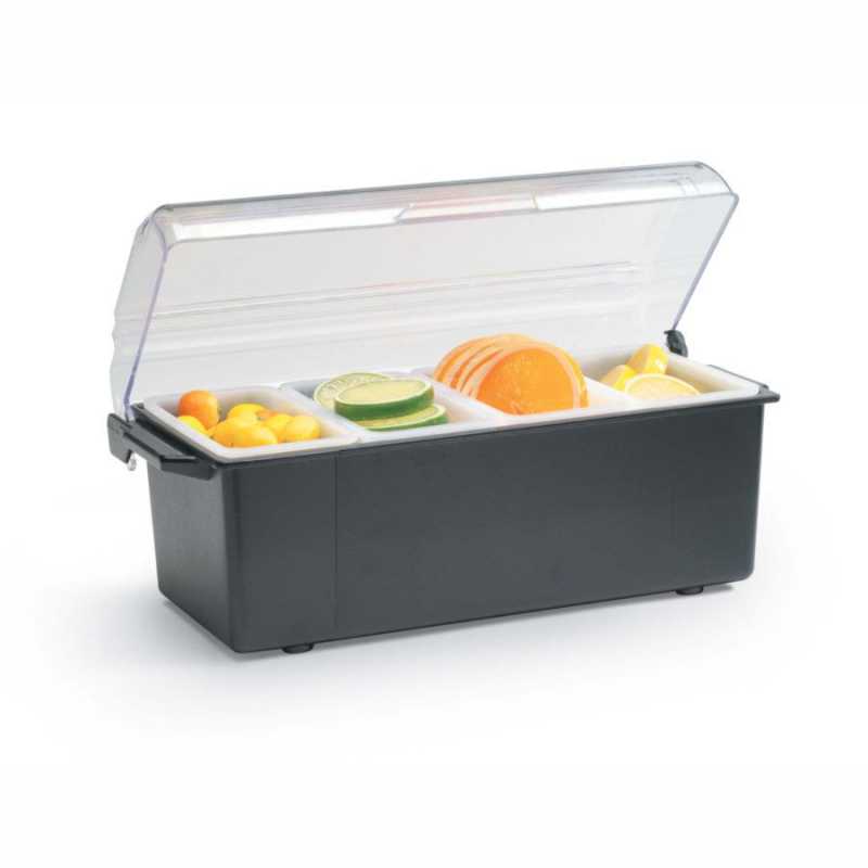 Caja para transporte de ingredientes para catering de 4 compartimentos, con placas enfriadoras.
