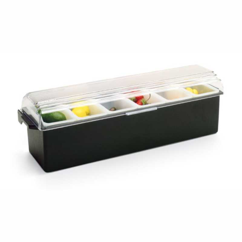 Caja para transporte de ingredientes para catering de 6 compartimentos, con placas enfriadoras.