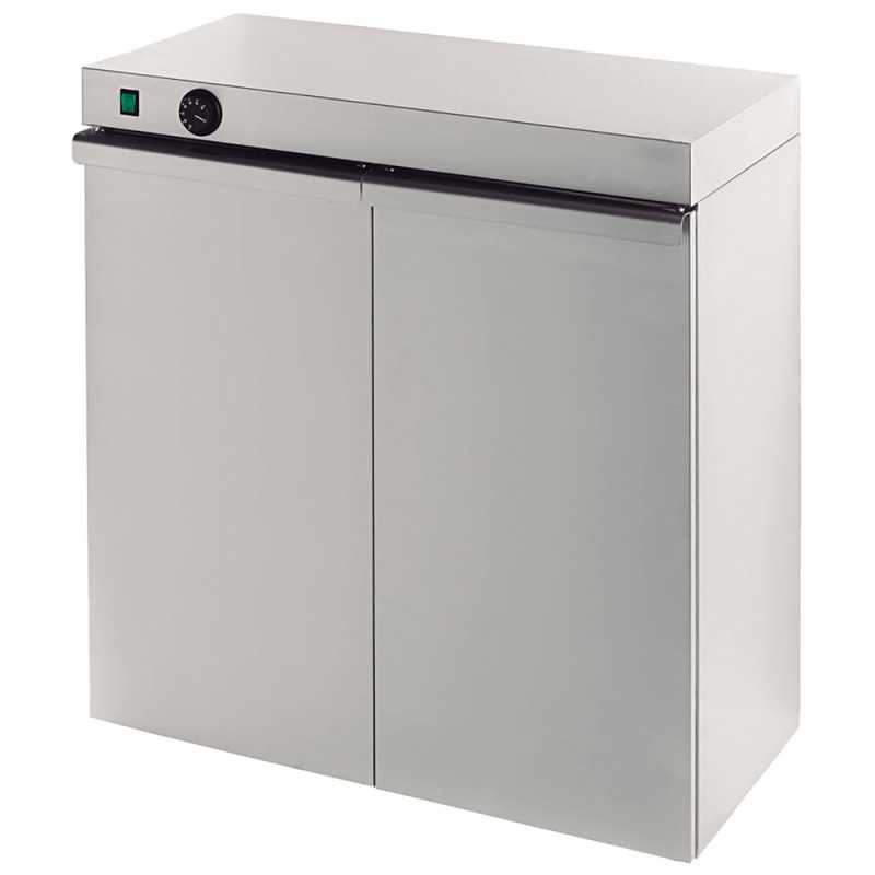 Armari escalfador de plats professional doble d´acer inoxidable.