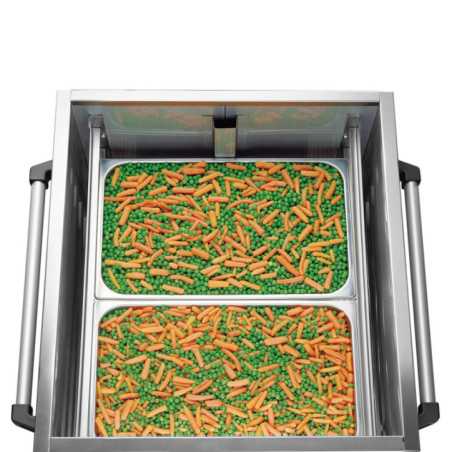 Carro caliente profesional 44 bandejas GN 2/1. Armario calienta platos de banquetes y catering.