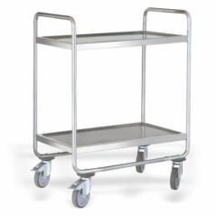 Carro de servicio desmontable profesional de acero inoxidable con 2 estantes 800x500.