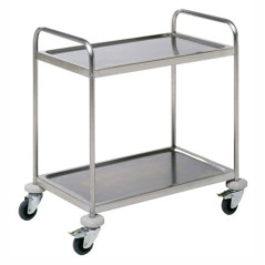 Carro de servicio desmontable profesional económico de acero inoxidable con 2 estantes 830x510.