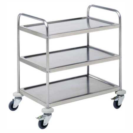 Carro de servicio desmontable profesional económico de acero inoxidable con 3 estantes 830x510.