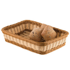 Panier à pain rectangulaire en polypropylène brun, professionnel, 42 x 30 x 7 cm