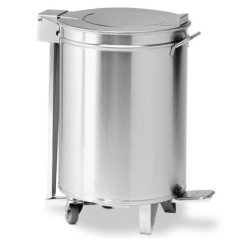 Stainless steel garbage bin with wheels and pedal