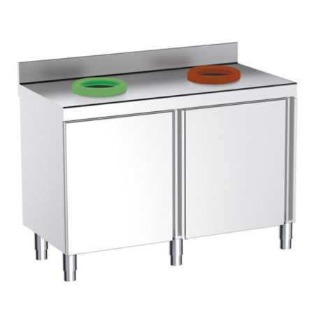 Meuble mural bas de recyclage professionnel avec 2 orifices