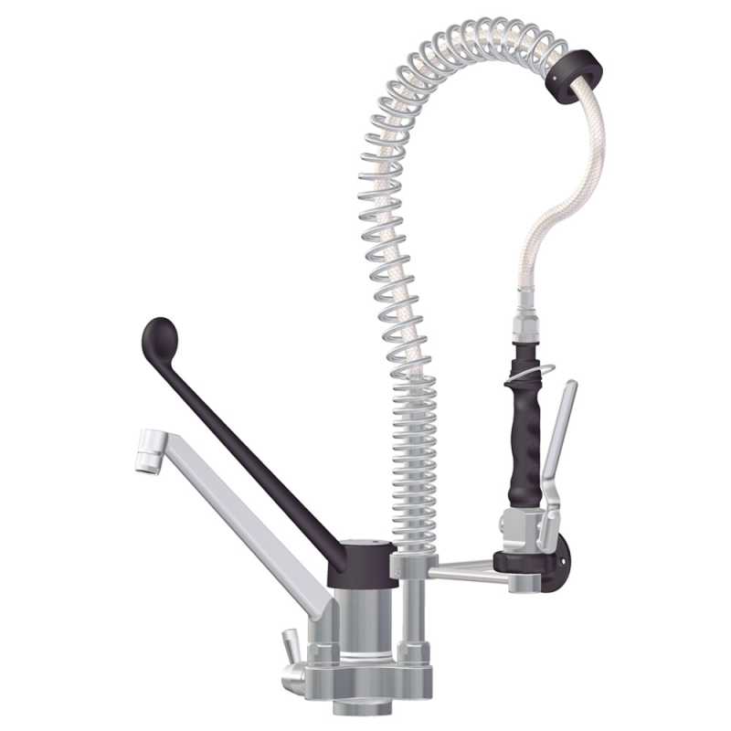 Robinet de douche à deux eaux avec robinet gérontologique de 600 mm de hauteur en acier inoxydable