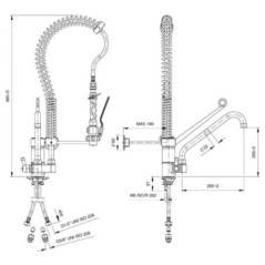 Stainless Steel Two-Water Shower Faucet with 600 mm Height Gerontological Faucet