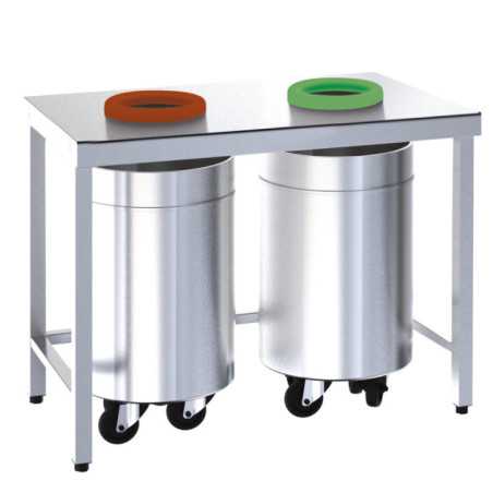 Taula per reciclar amb 2 orificis professional d'acer inoxidable