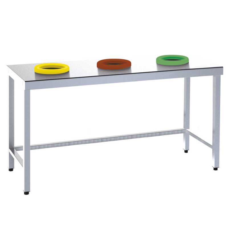 Mesa para reciclar con 3 orificios profesional de acero inoxidable Mesa para reciclar con 3 orificios profesional de acero inoxidable