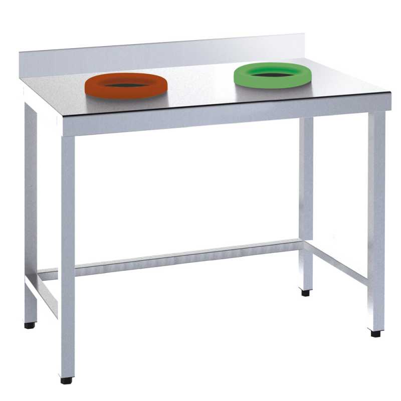 Table murale de recyclage en acier inoxydable avec 2 trous, professionnelle Table murale de recyclage en acier inoxydable avec 2 trous, professionnelle