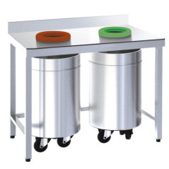 Mesa mural para reciclar con 2 orificios profesional de acero inoxidable