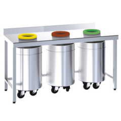 Table murale de recyclage en acier inoxydable avec 3 trous, professionnelle