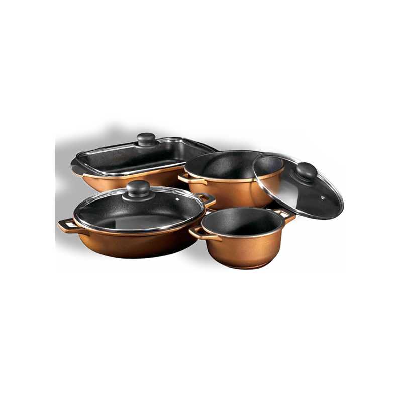 Conjunt de Bateria de Cuina Professional de 4 Peces d'Alumini de Fosa BRONZE