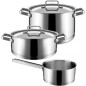 Juego de 2 ollas profesionales (20 y 24cm) y un cazo (16cm) de acero inoxidable Juego de 2 ollas profesionales (20 y 24cm) y un cazo (16cm) de acero inoxidable